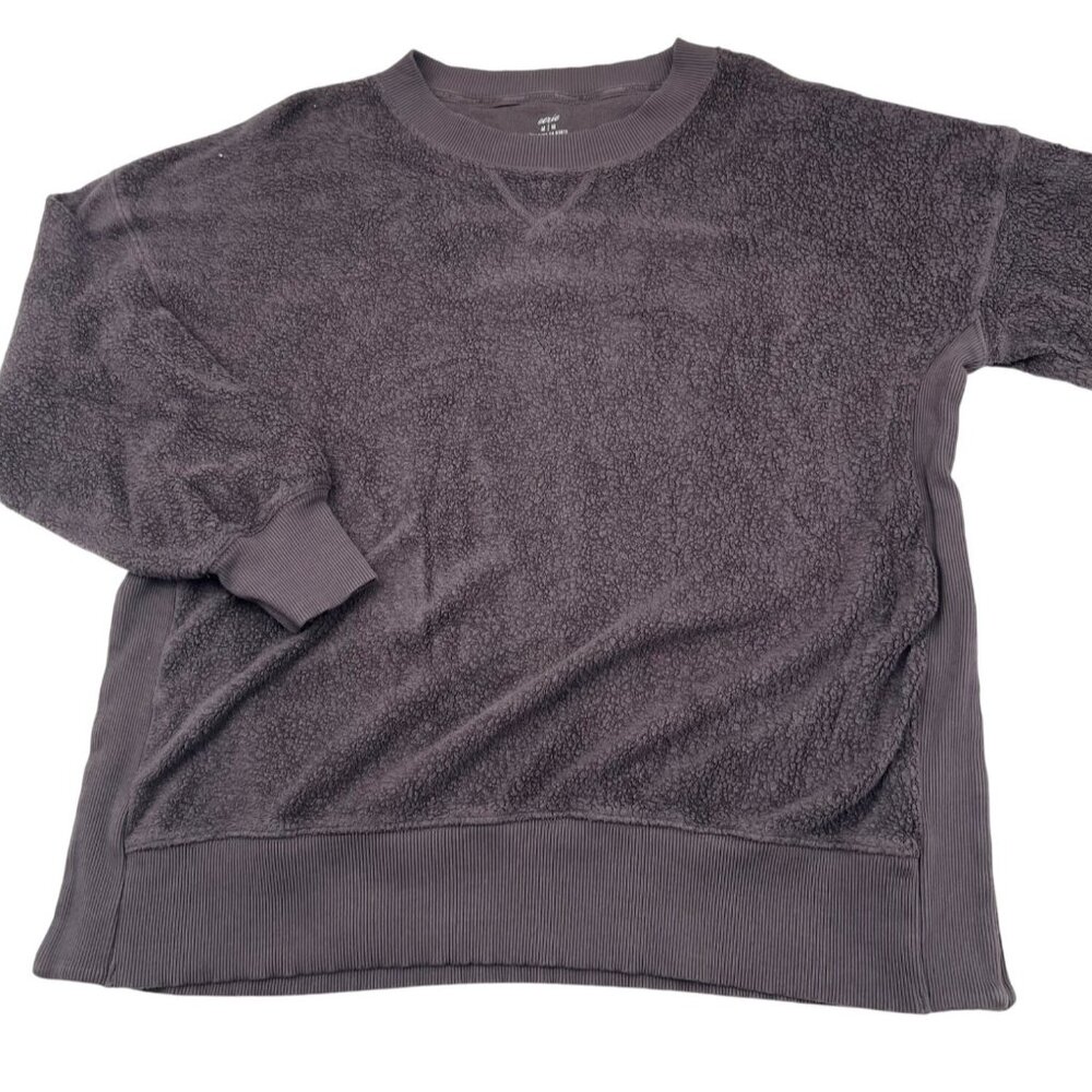 Aerie Women's Cozy‎ Oversized Sweatshirt Size Medium Soft Fleece Pullover Gray